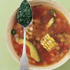 Sopa Mexicana de Tomatillos Asados con Pesto de Cilantro